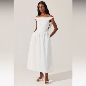 Off the Shoulder Poplin Midi Dress ASTR the Label Size XL